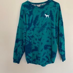 Tie-dye green long sleeve PINK shirt over sized